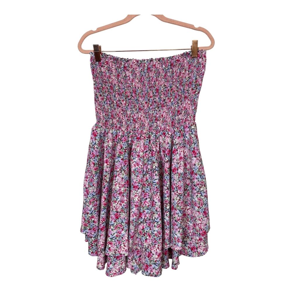 Skylar Rose Women Pink Floral Smocked Romper Tube Size M